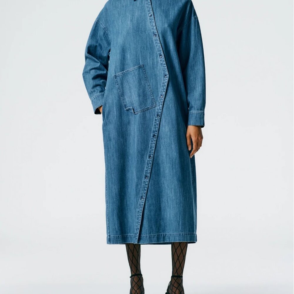 TIBI Lightweight Stone Wash Denim Shirtdress - Picture 11 of 12